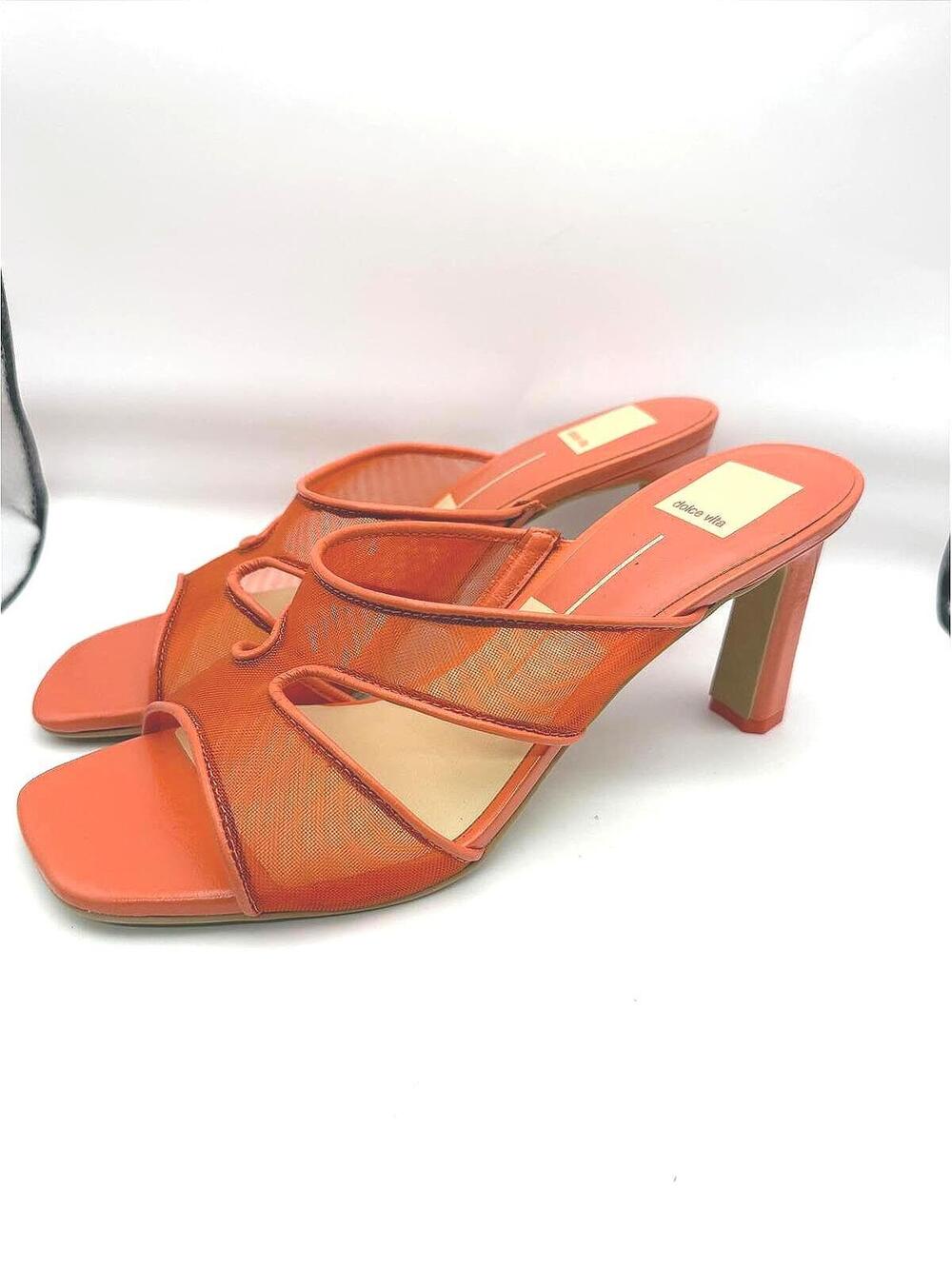 Dolce Vita Orange Mesh Strap Heeled Sandals Size 9 New with Defects